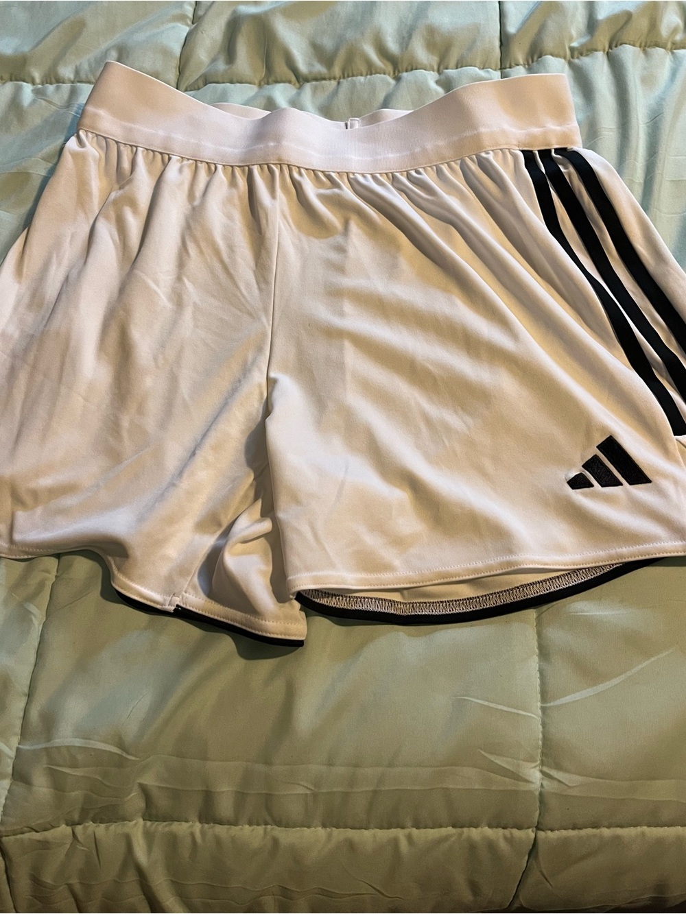 adidas White Athletic Shorts with Black Stripes